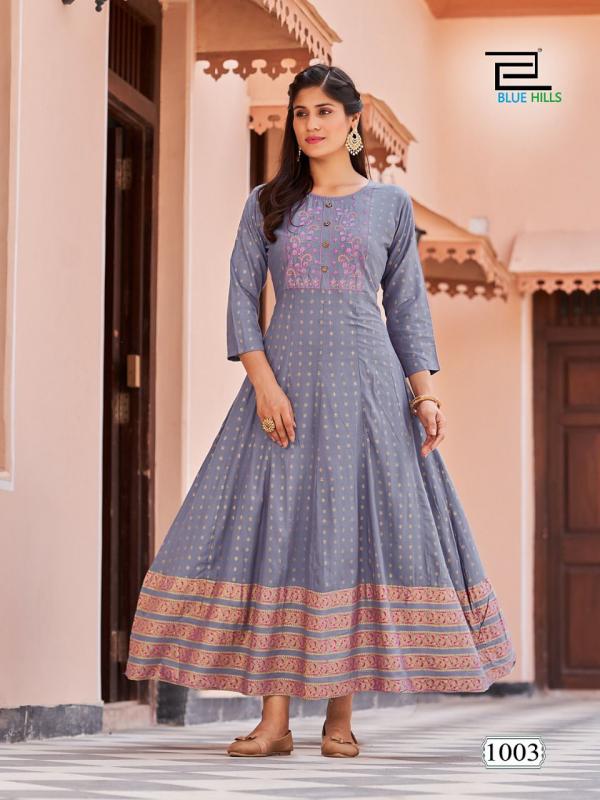 Blue Hills Encounter Festive Rayon Designer Wear Anarkali Kurti Collection 